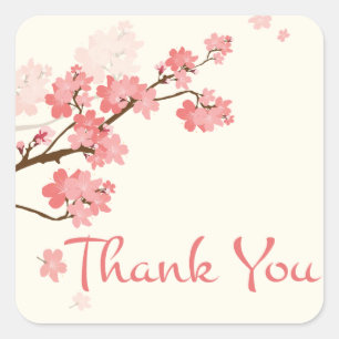 Vielen Dank Pink Cherry Blossom Floral Stickers