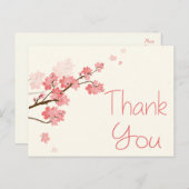 Vielen Dank Pink Cherry Blossom Floral Wedding Postkarte (Vorne/Hinten)