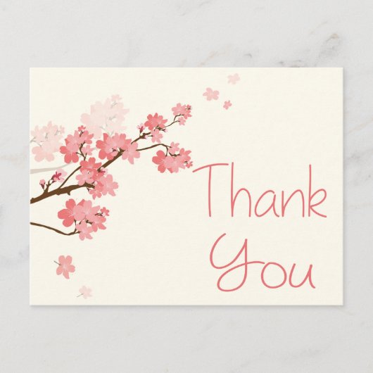 Vielen Dank Pink Cherry Blossom Floral Wedding Postkarte (Vorderseite)
