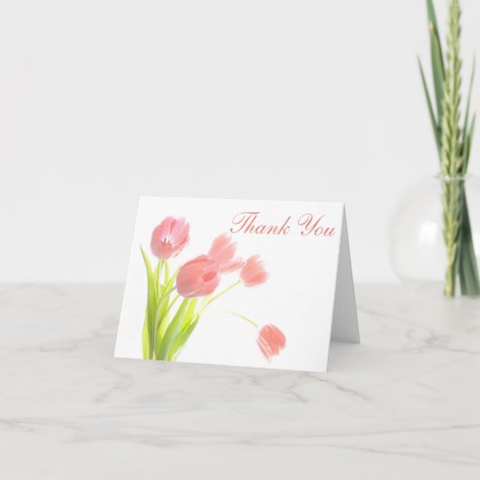 Vielen Dank Pink Day Tulips Floral Notecard - Blan Dankeskarte (Vorderseite)