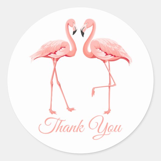 Vielen Dank Pink Flamingo Tropical Wedding Beach Runder Aufkleber (Vorderseite)