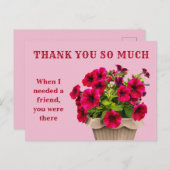 Vielen Dank Pink Floral Postcard Postkarte (Vorne/Hinten)