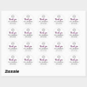 Vielen Dank Pink Glitzer Script Name Logo Weiß Runder Aufkleber (Blatt)