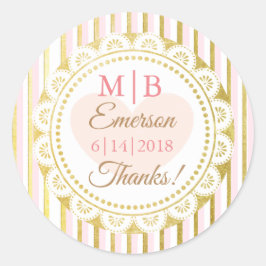 Vielen Dank Pink Gold Personalisierte Hochzeitskle Runder Aufkleber