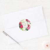 Vielen Dank, Pink & Red Clover Floral Wedding Runder Aufkleber (Umschlag)