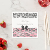 Vielen Dank, Pink Rose und Silver Design Serviette (Beispiel)