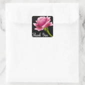 Vielen Dank Pink Rose Vielen Dank, dass Sie Schwar Quadratischer Aufkleber (Tasche)