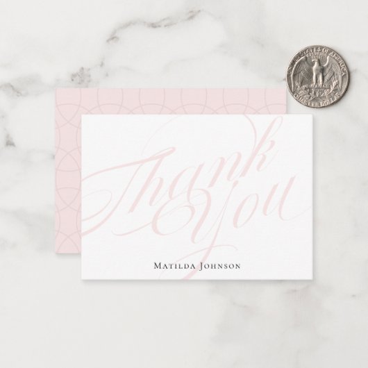 Vielen Dank Pink Script Calligraphy Simple Classy Mitteilungskarte (Vorderseite/Rückseite Beispiel)