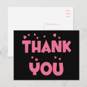 Vielen Dank Pink und Black Heart Postcard Postkarte (Vorne/Hinten)