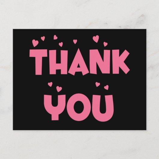 Vielen Dank Pink und Black Heart Postcard Postkarte (Vorderseite)