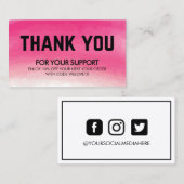 Vielen Dank Pink Watercolor Discount Business Visitenkarte (Vorne/Hinten)