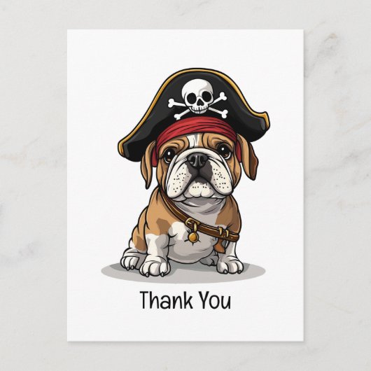 Vielen Dank, Pirate English Bulldog Skull Postkarte (Vorderseite)