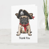 Vielen Dank, Pirate French Bulldog Skull Crossbone Dankeskarte (Vorderseite)