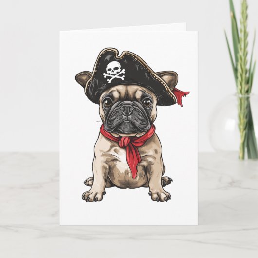 Vielen Dank, Pirate French Bulldog Skull Crossbone Dankeskarte (Vorderseite)