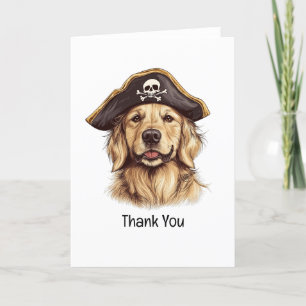 Vielen Dank Pirate Golden Retriever Dog Skull Dankeskarte