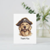 Vielen Dank Pirate Golden Retriever Dog Skull Postkarte (Stehend Vorderseite)