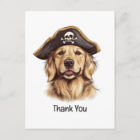 Vielen Dank Pirate Golden Retriever Dog Skull Postkarte (Vorderseite)