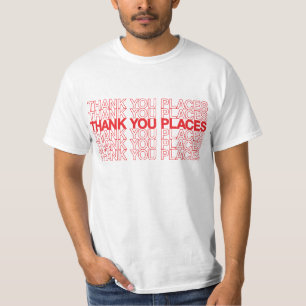 Vielen Dank Plätze Einkaufstasche  roten Text T-Shirt