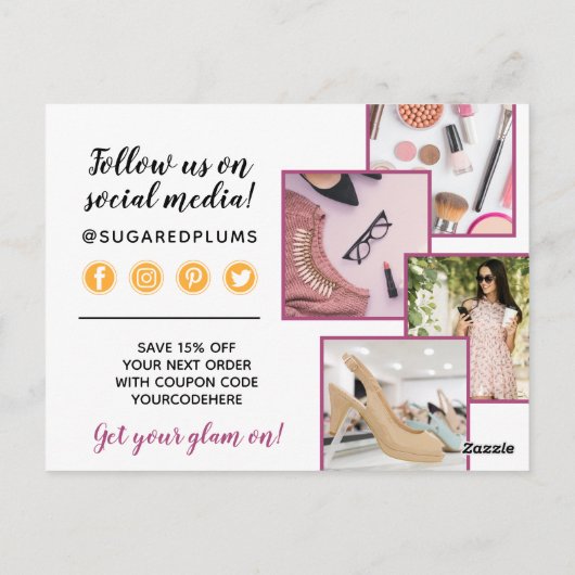 Vielen Dank Plum Lila & Gold Paint Strokes 4-Foto Postkarte (Rückseite)