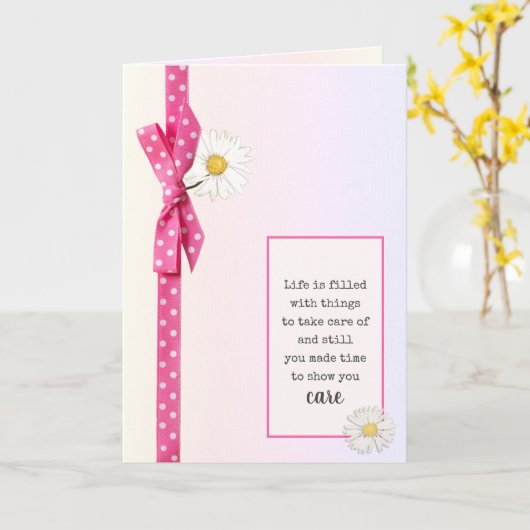 Vielen Dank Polka Dot Bow mit Daisies Karte (Gelbe Blume)