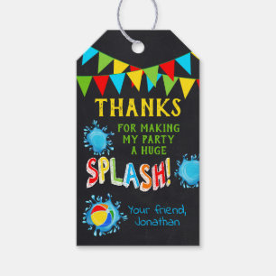 Vielen Dank Pool Party Primärfarben Gefallen Tag Geschenkanhänger