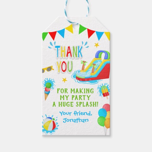 Vielen Dank Pool Waterslide Sommer Party Geschenkanhänger (Vorderseite)
