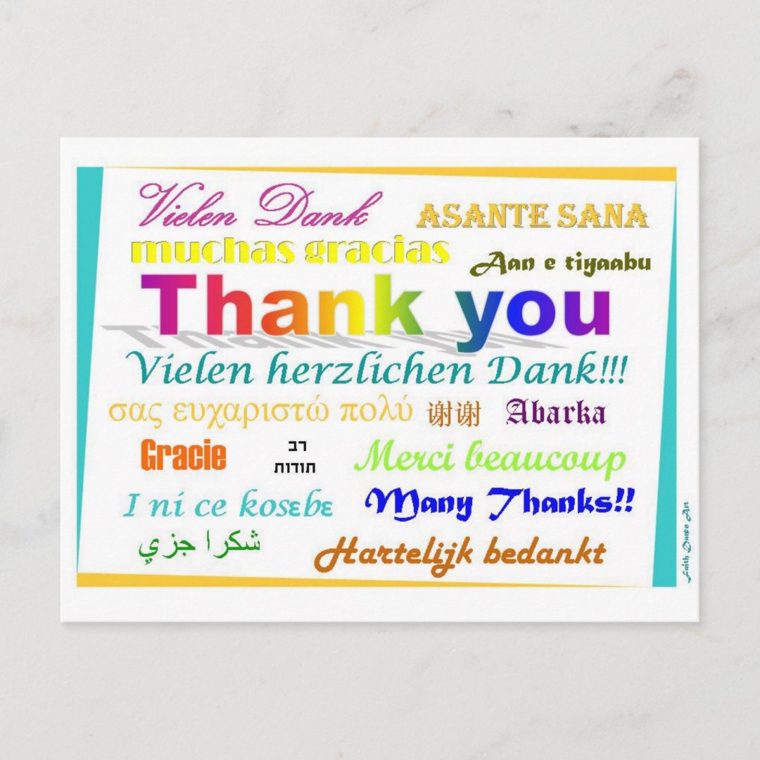 Vielen Dank Postcard - mehrsprachig Postkarte | Zazzle.de