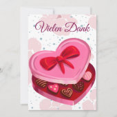 Vielen Dank,  Pralinen Herz  Einladung (Vorderseite)