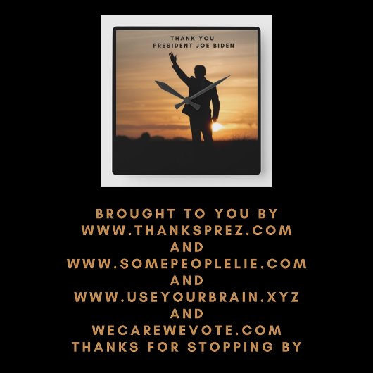 Vielen Dank, Präsident Joe Biden Quadratische Wanduhr