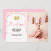 Vielen Dank, Princess Birthday Gold Pink Dankeskarte (Vorne/Hinten)