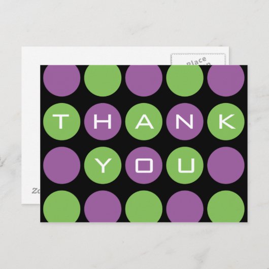 Vielen Dank Punkte auf der schwarzen Postkarte (Vorne/Hinten)