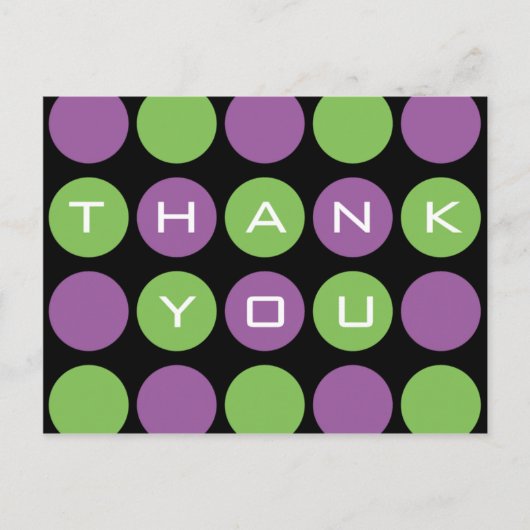 Vielen Dank Punkte auf der schwarzen Postkarte (Vorderseite)