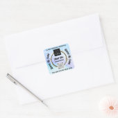 Vielen Dank, QR-Code Logo Blue Glitzer Quadratischer Aufkleber (Umschlag)