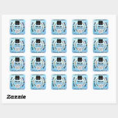 Vielen Dank, QR-Code Logo Blue Spark Glitzer Quadratischer Aufkleber (Blatt)