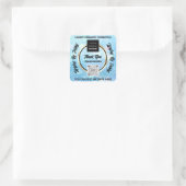 Vielen Dank, QR-Code Logo Blue Spark Glitzer Quadratischer Aufkleber (Tasche)
