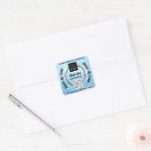 Vielen Dank, QR-Code Logo Blue Spark Glitzer Quadratischer Aufkleber (Umschlag)