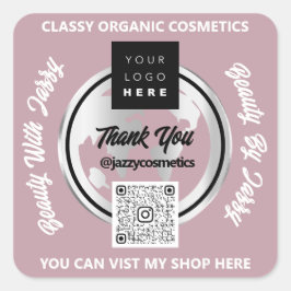 Vielen Dank QR Code Logo Gold MAP Globe Rose Quadratischer Aufkleber