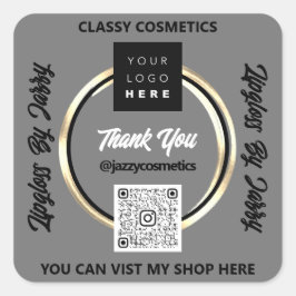 Vielen Dank QR Code Logo Golden Circle Gerahmt Quadratischer Aufkleber