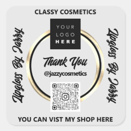 Vielen Dank, QR-Code Logo Golden Circle Grau Quadratischer Aufkleber