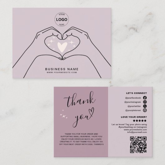 Vielen Dank QR-Code Logo Moderne Social Media Visitenkarte (Vorne/Hinten)