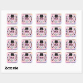Vielen Dank QR-Code Logo Rainbow Glitzern Pink Quadratischer Aufkleber (Blatt)