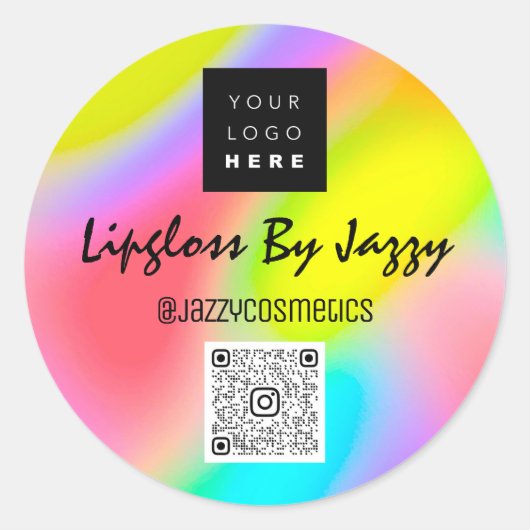 Vielen Dank, QR-Code Logo-Regenbogen Runder Aufkleber (Vorderseite)