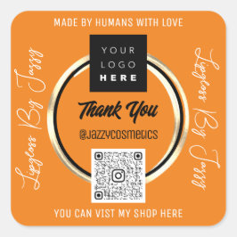Vielen Dank QR Code Logo Scan Gold Coral Quadratischer Aufkleber