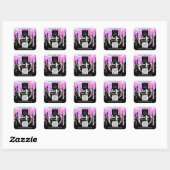 Vielen Dank QR Code Logo Scan Me Black PinkDrip Quadratischer Aufkleber (Blatt)