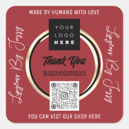 Vielen Dank QR Code Logo Scan Me Rose Quadratischer Aufkleber