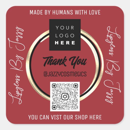 Vielen Dank QR Code Logo Scan Me Rose Quadratischer Aufkleber (Vorderseite)