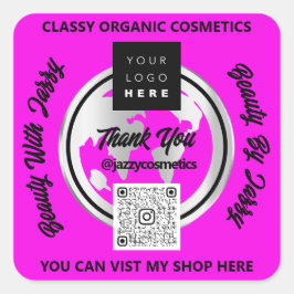 Vielen Dank QR Code Logo Silver Map GlobeTravel Quadratischer Aufkleber