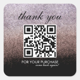 Vielen Dank QR-Code Skript Pink Imitate Glitzer Quadratischer Aufkleber