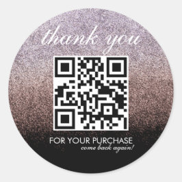 Vielen Dank QR-Code Skript Pink Imitate Glitzer Runder Aufkleber