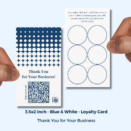 Vielen Dank QR Code - White Blue Small Business Treuekarte